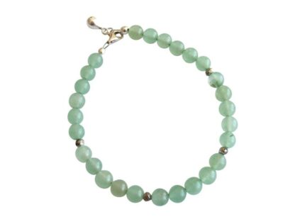 Armband mit Jade meeresgrün und Pyriten silberfarben
