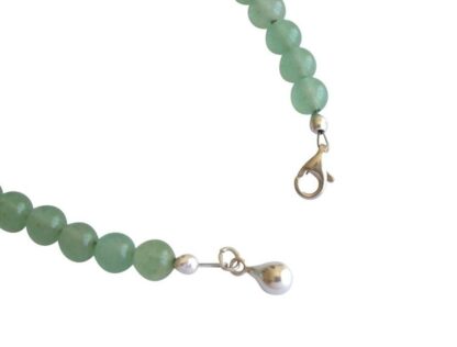 Armband mit Jade meeresgrün und Pyriten silberfarben – Bild 2