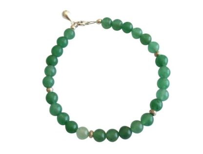 Armband mit Aventurinen grün und Pyriten in silberfarben