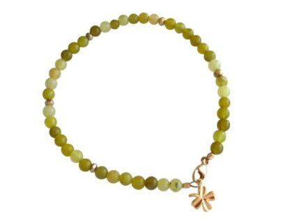 Armband mit Jade grün und Pyriten goldfarben – Bild 3