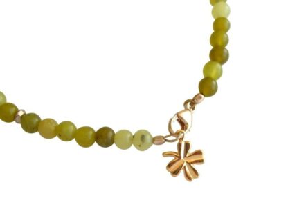 Armband mit Jade grün und Pyriten goldfarben – Bild 2