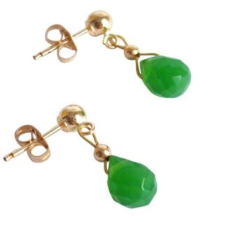 Ohrstecker vergoldet mit Jade Tropfen grün