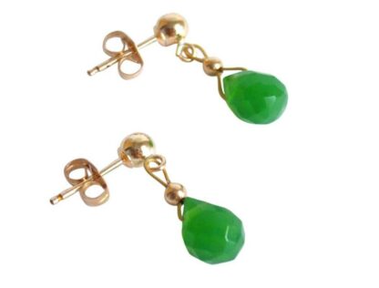 Ohrstecker vergoldet mit Jade Tropfen grün