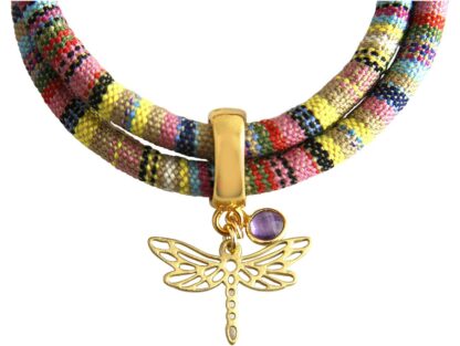 Wickelarmband Retro Boho mit Libelle und Amethyst violett 925 Silber/vergoldet – Bild 3