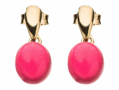 Ohrstecker 925 Silber/vergoldet mit Fuchsia Quarz rot