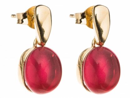 Ohrstecker 925 Silber/vergoldet mit Fuchsia Quarz rot – Bild 3
