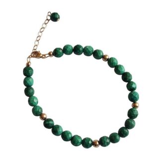 Armband mit Malachiten und Kügelchen vergoldet