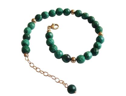 Armband mit Malachiten und Kügelchen vergoldet – Bild 3