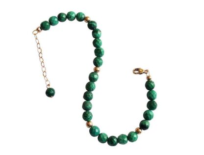 Armband mit Malachiten und Kügelchen vergoldet – Bild 5