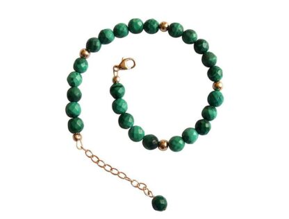 Armband mit Malachiten und Kügelchen vergoldet – Bild 6