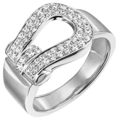 Ring "Gürtelschnalle" 925 Silber mit 55 Zirkonia weiß
