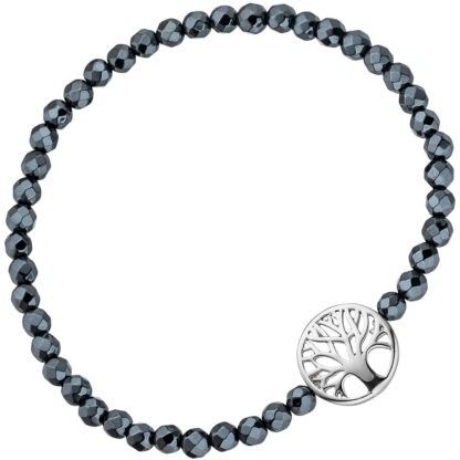 Set mit Motiv "Lebensbaum" 925 Silber, Hämatit-Armband, Kette 38 cm – Bild 5