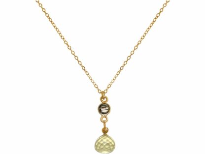 Collier vergoldet mit Rauchquarz und Lemon Quarz