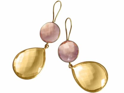Ohrhaken 925 Silber/vergoldet mit Rosenquarz und Citrin