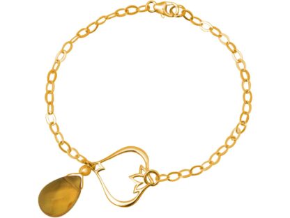 Armband "Lotus und Citrin-Tropfen" 925 Silber/vergoldet