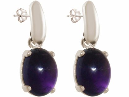 Ohrstecker 925 Silber mit 2 Amethyst Cabochons violett – Bild 3