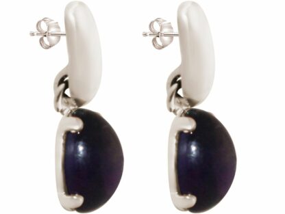 Ohrstecker 925 Silber mit 2 Amethyst Cabochons violett – Bild 4