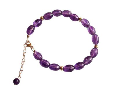 Armband mit Amethysten und vergoldeten Kugeln