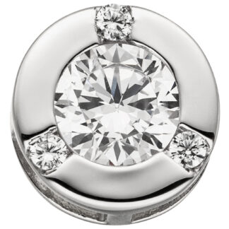 Anhänger rund 925 Silber mit 4 Zirkonia weiß