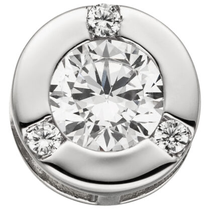 Anhänger rund 925 Silber mit 4 Zirkonia weiß