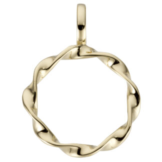 Anhänger rund Kurven-Design 585 Gelbgold