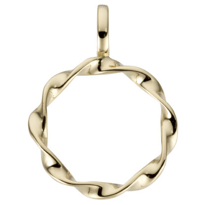 Anhänger rund Kurven-Design 585 Gelbgold