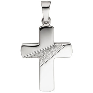 Anhänger "Kreuz" 925 Silber diamantiert und teilgehämmert