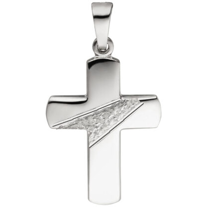 Anhänger "Kreuz" 925 Silber diamantiert und teilgehämmert
