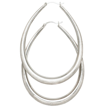 Creolen 925 Silber/eismatt Oval-Form
