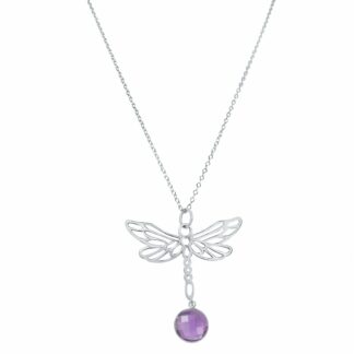 Collier "Libelle" 925 Silber mit Amethyst violett