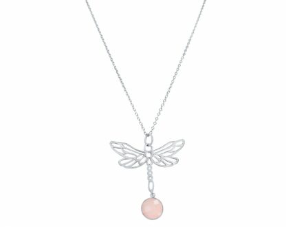 Collier "Libelle" 925 Silber mit Rosenquarz