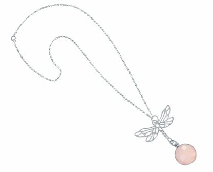 Collier "Libelle" 925 Silber mit Rosenquarz – Bild 3