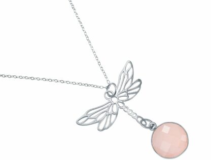 Collier "Libelle" 925 Silber mit Rosenquarz – Bild 4