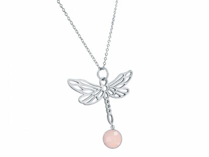 Collier "Libelle" 925 Silber mit Rosenquarz – Bild 5