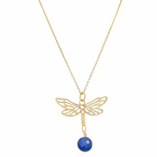 Collier "Libelle" 925 Silber/vergoldet mit Blue Saphir