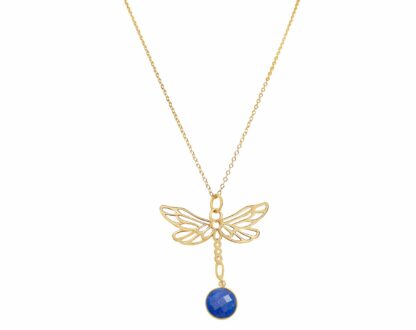 Collier "Libelle" 925 Silber/vergoldet mit Blue Saphir