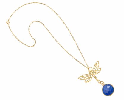 Collier "Libelle" 925 Silber/vergoldet mit Blue Saphir – Bild 3
