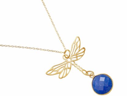 Collier "Libelle" 925 Silber/vergoldet mit Blue Saphir – Bild 4