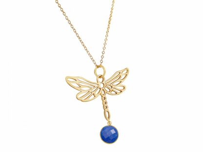 Collier "Libelle" 925 Silber/vergoldet mit Blue Saphir – Bild 5