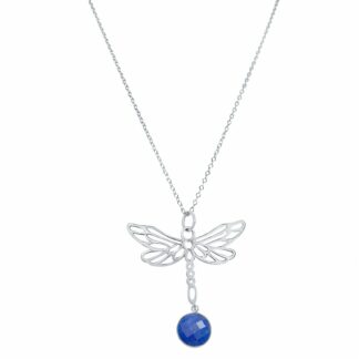 Collier "Libelle" 925 Silber mit Blue Saphir