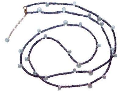 Halskette mit Iolithen und Aquamarinen 135 cm – Bild 4