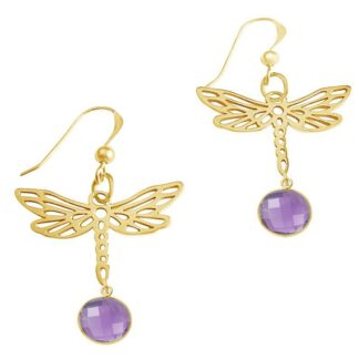Ohrhaken "Libelle" 925 Silber/vergoldet mit Amethyst violett