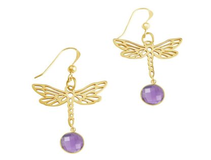 Ohrhaken "Libelle" 925 Silber/vergoldet mit Amethyst violett
