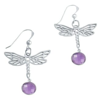 Ohrhaken "Libelle" 925 Silber mit Amethyst violett