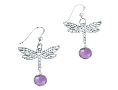 Ohrhaken "Libelle" 925 Silber mit Amethyst violett