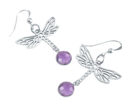 Ohrhaken "Libelle" 925 Silber mit Amethyst violett – Bild 3