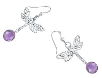 Ohrhaken "Libelle" 925 Silber mit Amethyst violett – Bild 4