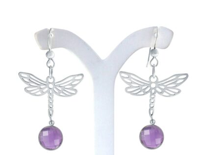 Ohrhaken "Libelle" 925 Silber mit Amethyst violett – Bild 5