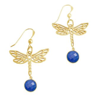 Ohrhaken "Libelle" 925 Silber/vergoldet mit Blue Saphiren