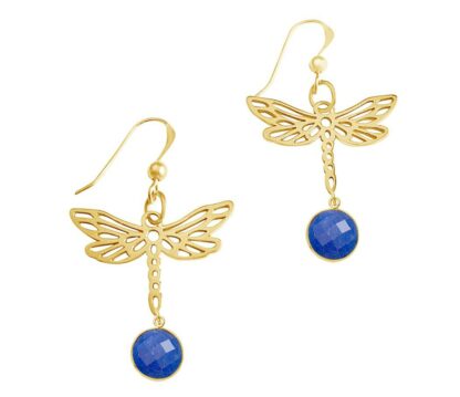 Ohrhaken "Libelle" 925 Silber/vergoldet mit Blue Saphiren